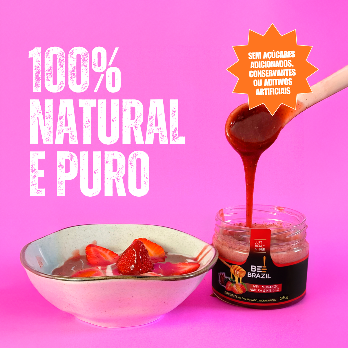 Honey+Fruits Mel com Morango e Amora e hibisco 250g