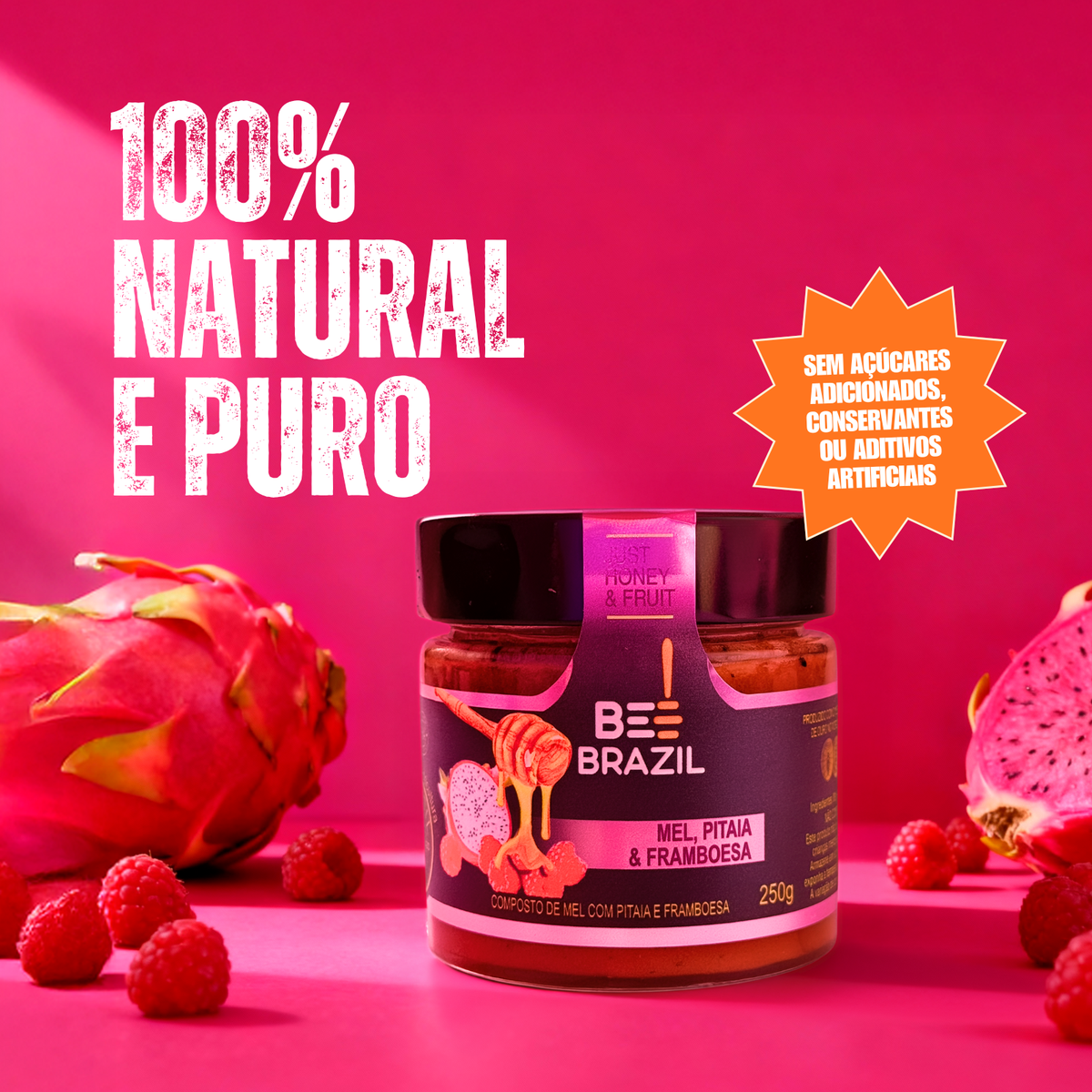 Honey+Fruits Mel com Pitaia e Framboesa 250g
