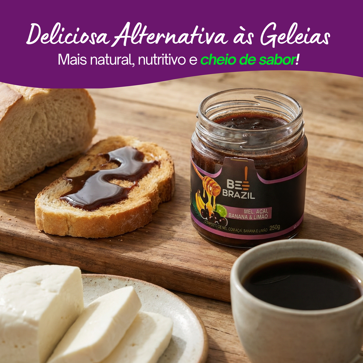 Honey+Fruits Mel com Banana, açai e limão 250g