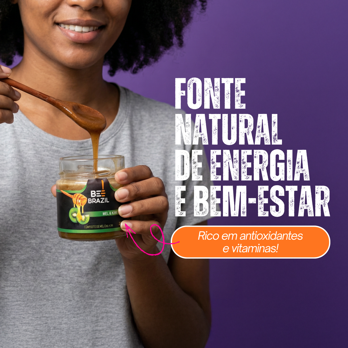 Honey+Fruits Mel com Kiwi 250g