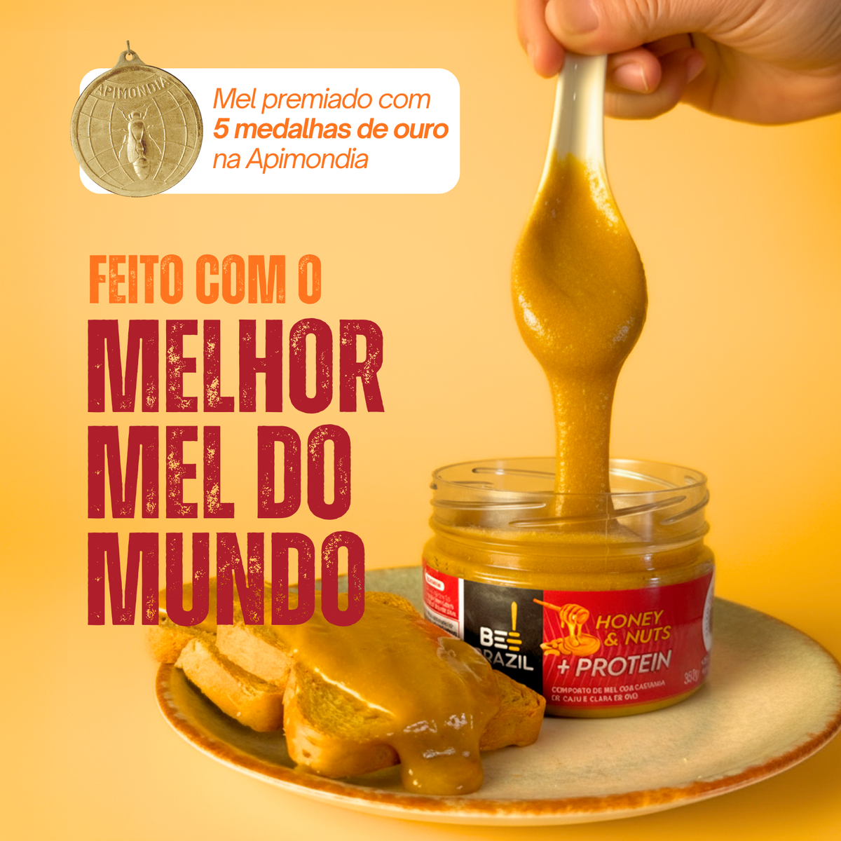 Honey+Nuts - Castanha de Caju + Proteína 350g