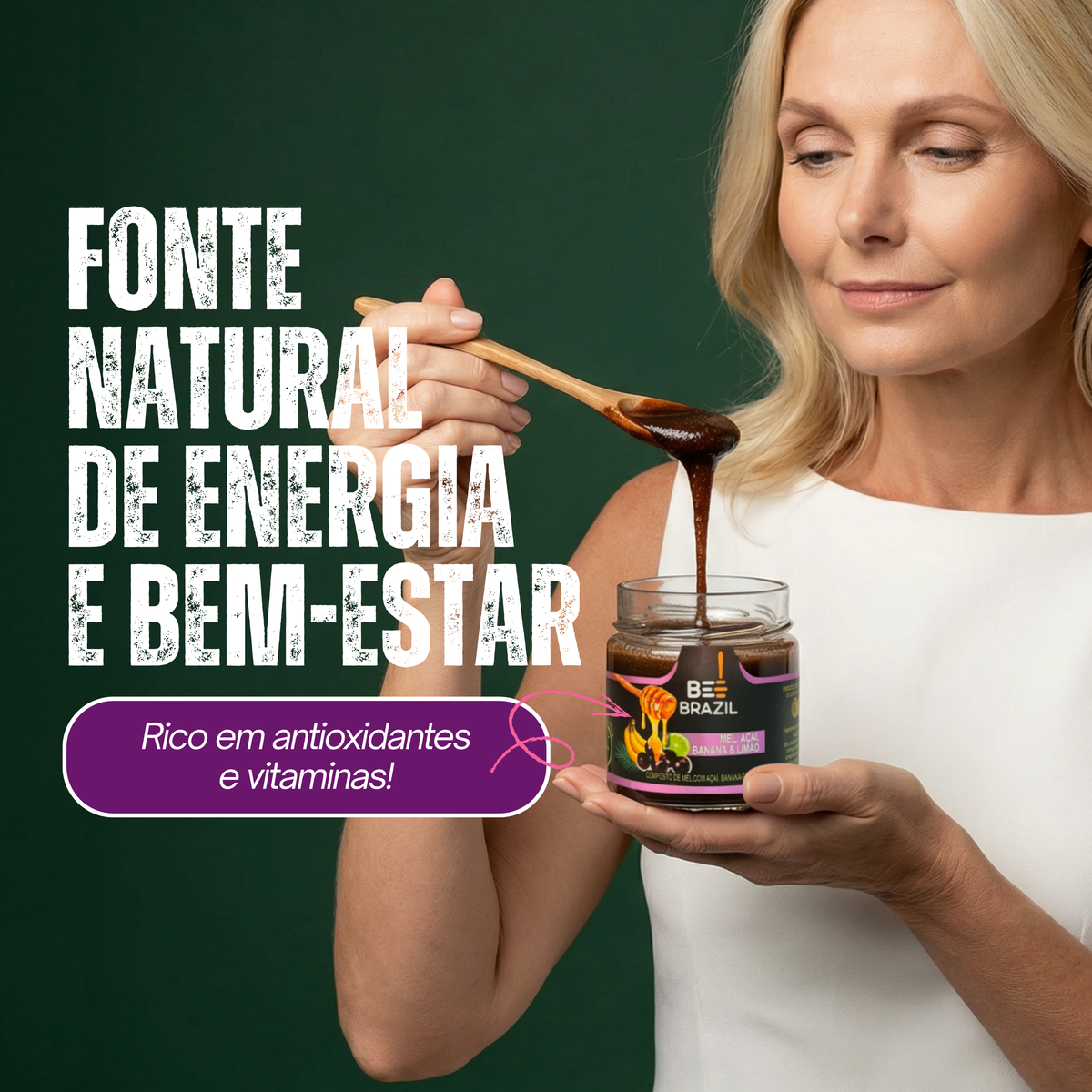 Honey+Fruits Mel com Banana, açai e limão 250g