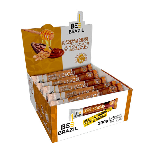 Sachê Mel Castanha de Caju e Cacau Bee Brazil - display aberto