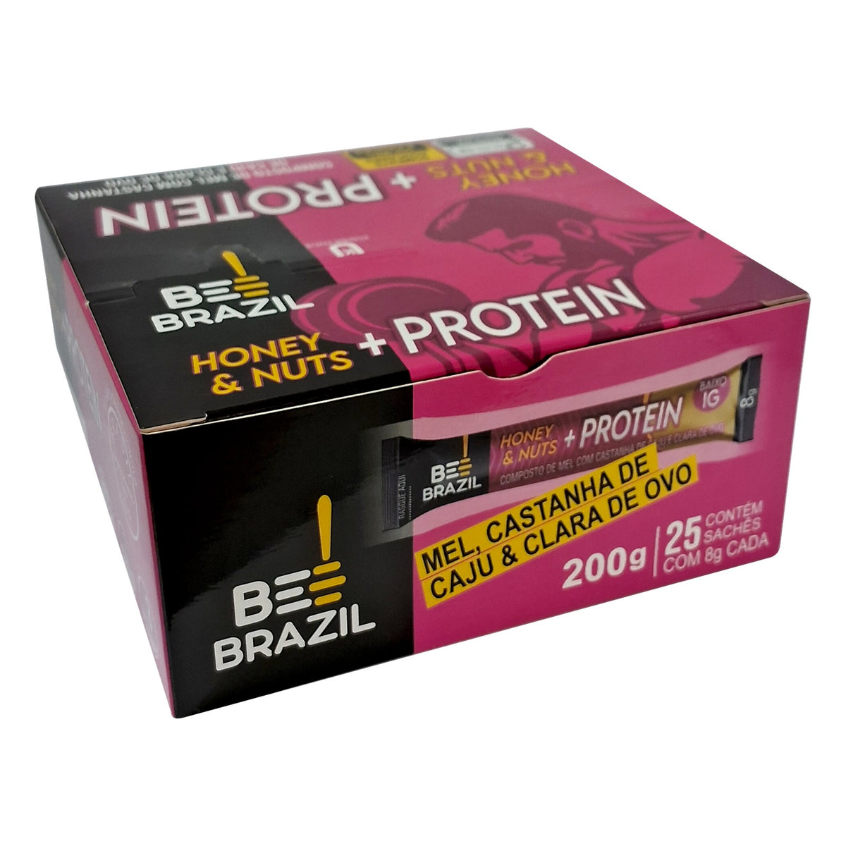 Bee Brazil Sachê Mel Castanha de Caju e Proteína - Display 25 un