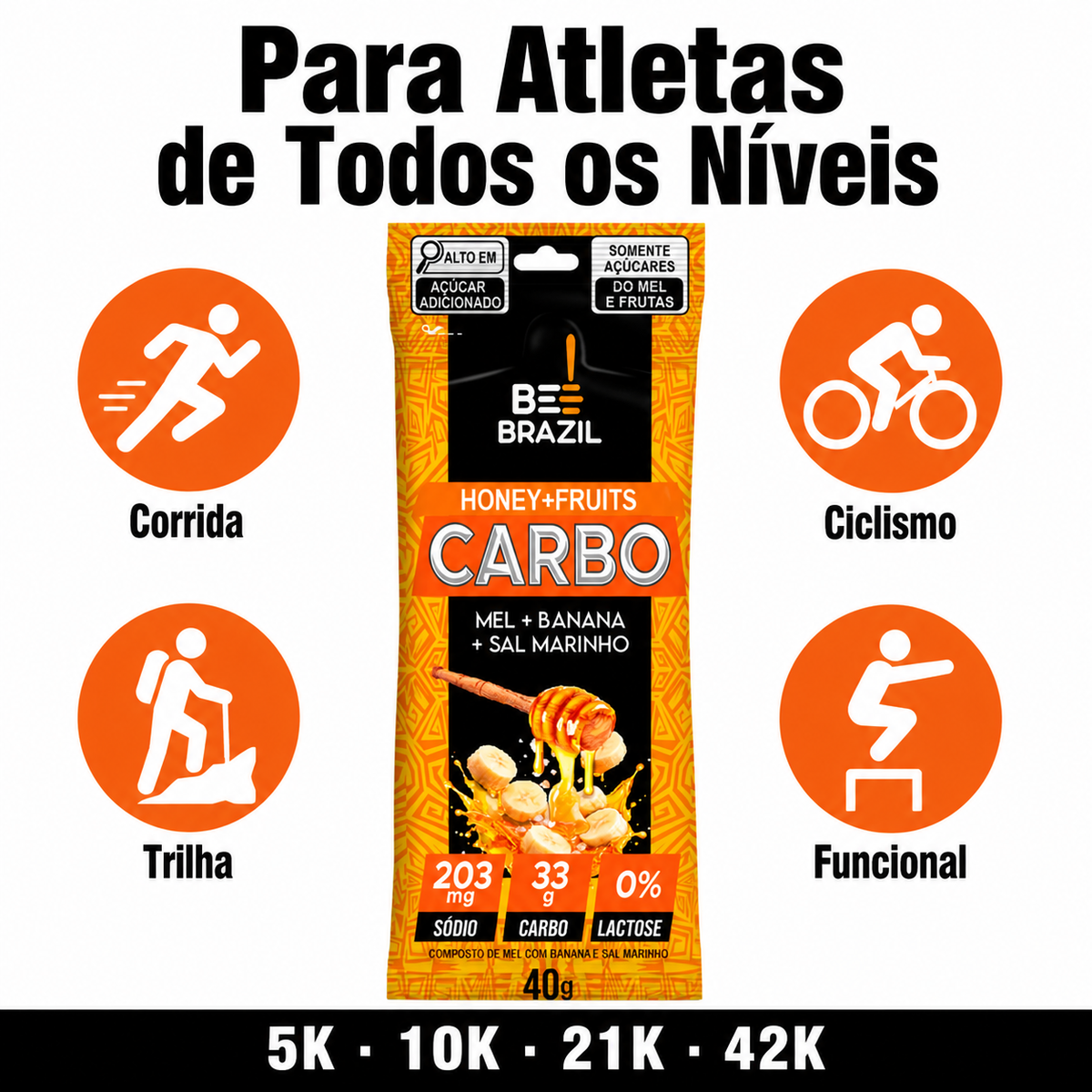 Honey + Fruits Carbo - Display com 10 unidades