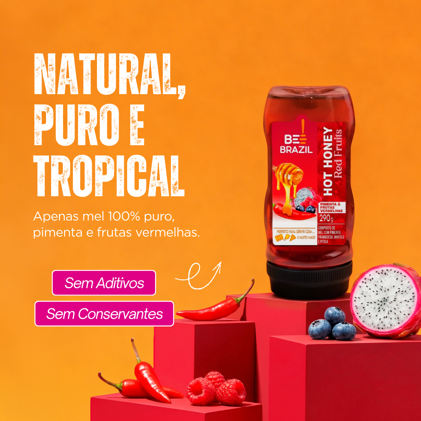 Hot Honey - Mel e Pimenta com Frutas Vermelhas 290g
