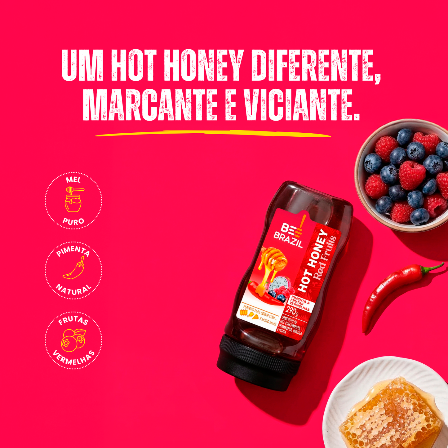 Hot Honey - Mel e Pimenta com Frutas Vermelhas 290g